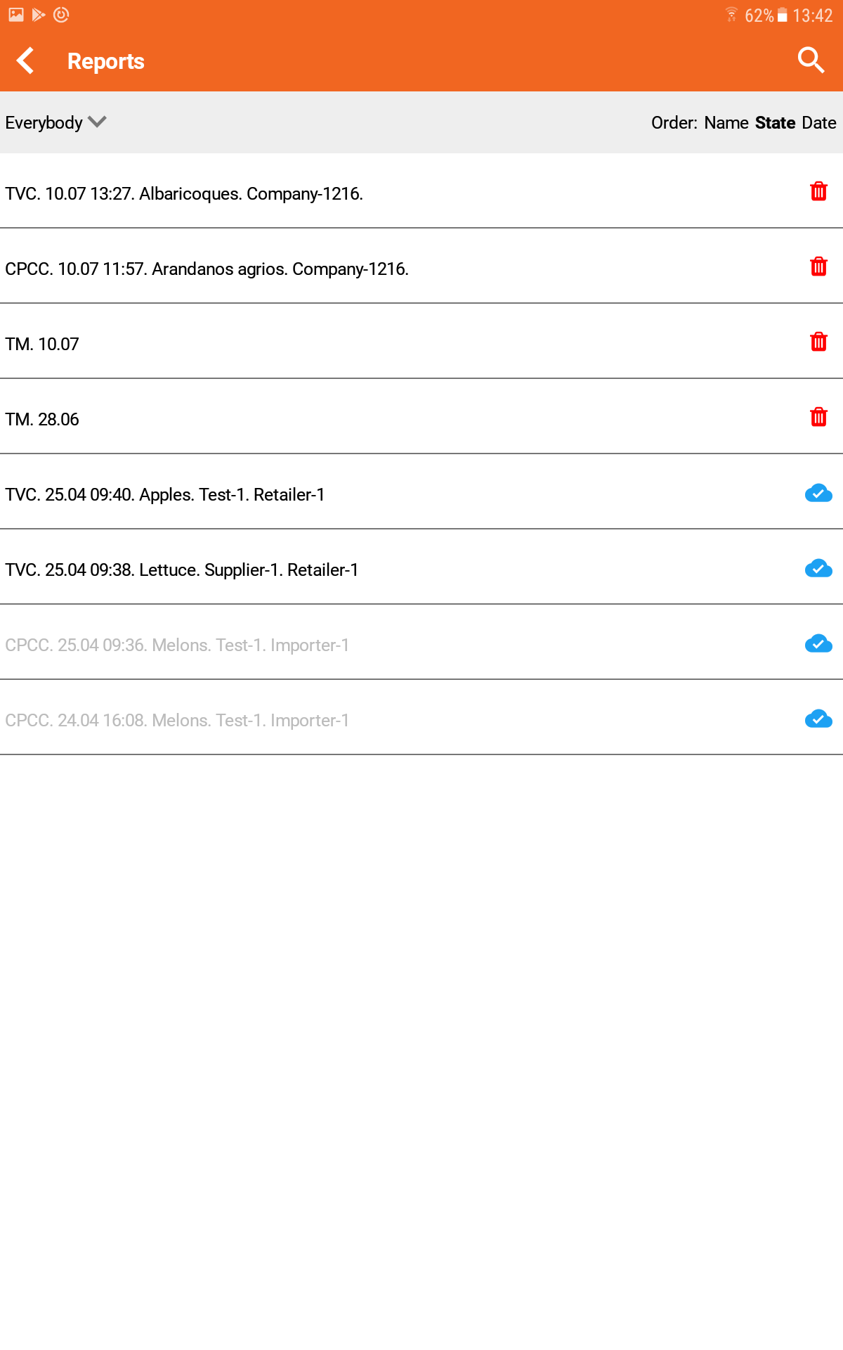 pantalla finished reports